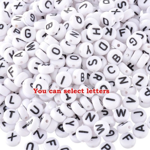 AcylicAlphabet Letter Beads, 4*7mm white square letter beads,100pcs/ 200pcs/500pcs/1000pcs