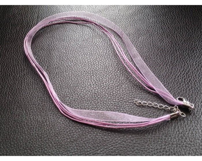 100 Mix colors Organza Ribbon Necklace for Bottle Cap pendant, Ribbon Cords with Extension Chains