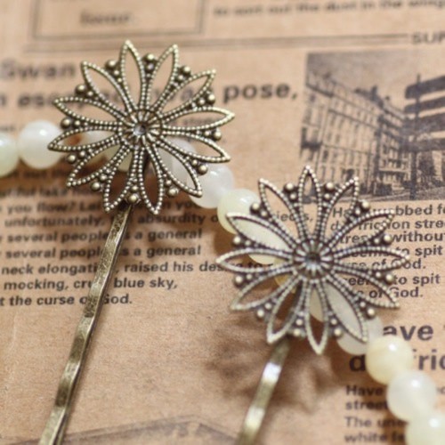 10PCS Blank Flower Hair Pins, brass Hair Clip, Blank Hair Clip Barrette, Hair pin Blank with 26mm Flower Pad