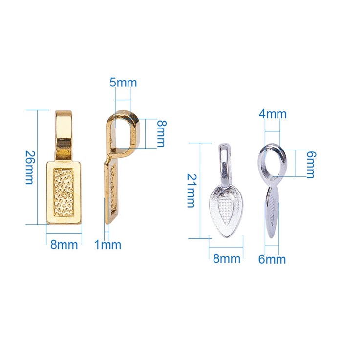 WHOLESALE Bails-Small Glue On Jewellery Bails Mixed Color Stick On Pendant Pad Settings, Jewellery Making Bails Findings