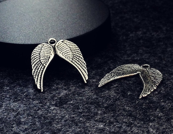 Angel wing- Antique Tibetan Silver Tone Angel Wing Charms Pendants Findings (#3010053)