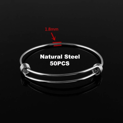 Beautiful Quality titanium Adjustable Bangle Double Loop 60mm Adjustable Wire Bangle,Wire thickness:1.8 mm, Wholesale Lot Of 50pcs