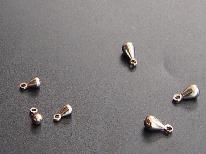 10pcs 24K Gold Color Plated Brass Teardrop Charms Pendants Dangles Drops 6mm, 8mm (#10001022)