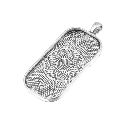 20pcs Rectangle Pendant Trays - Silver Color - 25X50mm - Pendant Blanks Cameo Bezel Settings Photo Jewelry