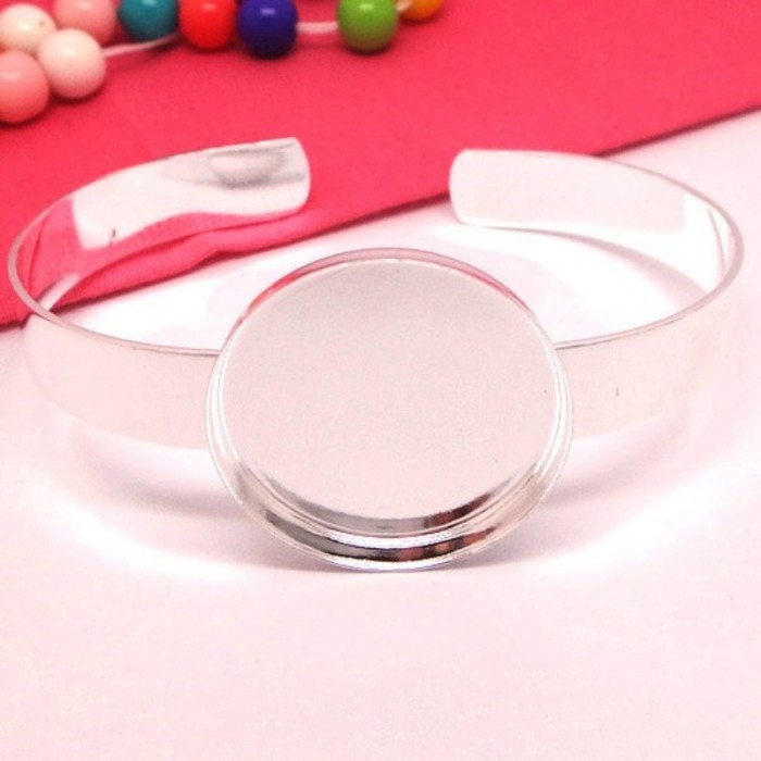 10pcs 25mm 1 inch round setting Blank Bracelet Cuff, Silver bracelet blanks, Bezel Bracelet Blank, Bracelet Tray, Bezel Cuff (3010406)