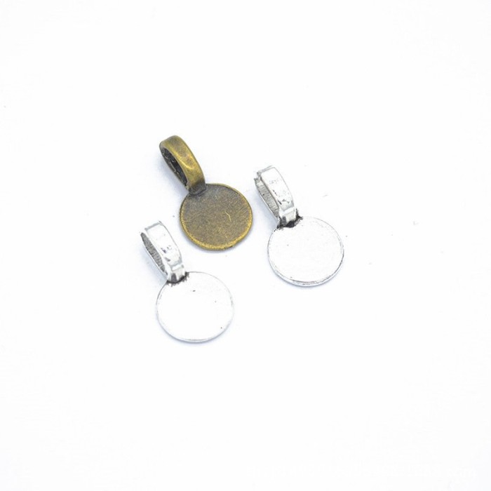 WHOLESALE 100pcs/200pcs Small Glue On Jewellery Bails Antique Silver Plated Stick On Pendant Pad Settings, Jewellery Making Bails Findings