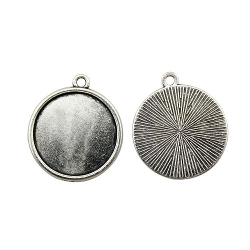 ON SALE-100PCS Antique Bronze or Antique Silver Frame Blank Pendant Charm Tray Round Cabochon Setting,wholesale