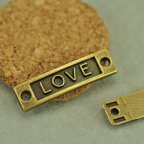 5pcs Antique Tibetan Silver Tone Love Link connector Letter plate(#3010232)