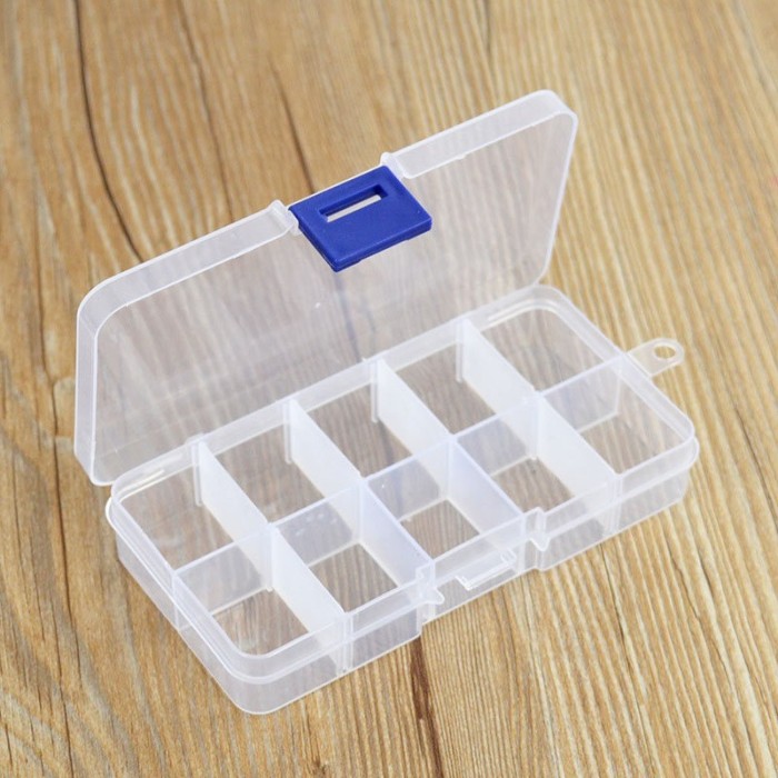 wholesale-Plastic 10 Slots Adjustable Jewelry packaging box transparent Tool Case Craft Organizer box jewelry boxes Storage