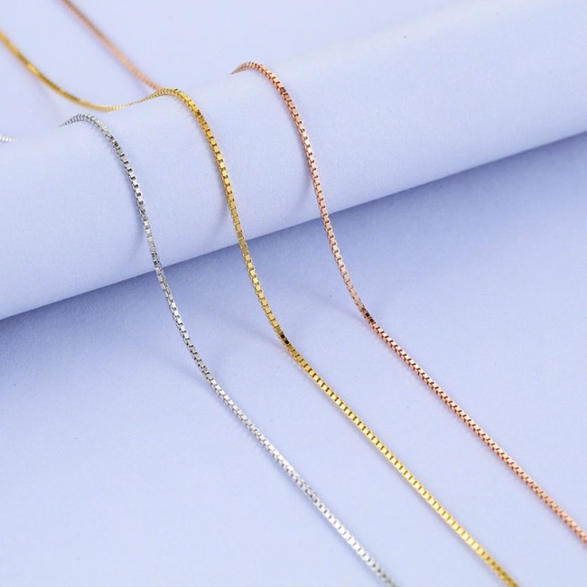925 Silver Jewelry Clavicle chain Sweater Necklace 40cm/45cm-Sterling Silver Box Chain