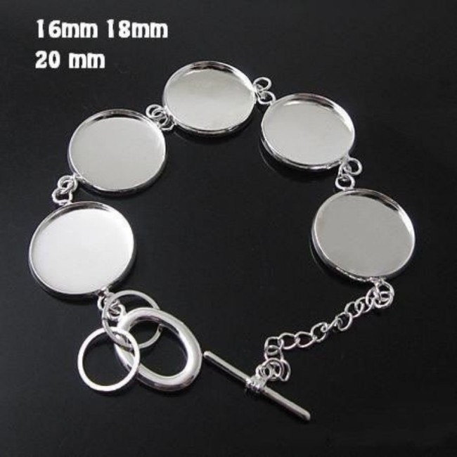5pcs Bracelet Blanks, 16mm 18mm 20mm bezel Silver or Bronze bracelet blanks (3010403)