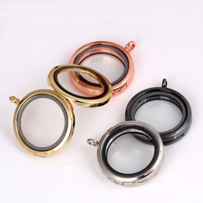 30mm Round Floating Locket, glass locket pendant, Floating glass Lockets, Wholesale floating lockets (#5010039)