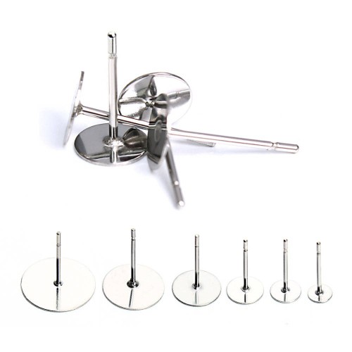 10pcs(5 pair)-925 sterling silver earring studs-3mm,6mm,8mm flat pad- 11mm long