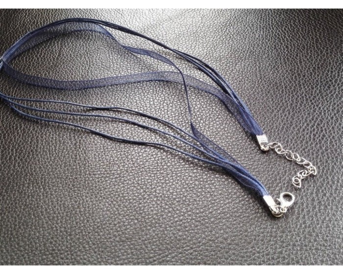 100 Mix colors Organza Ribbon Necklace for Bottle Cap pendant, Ribbon Cords with Extension Chains