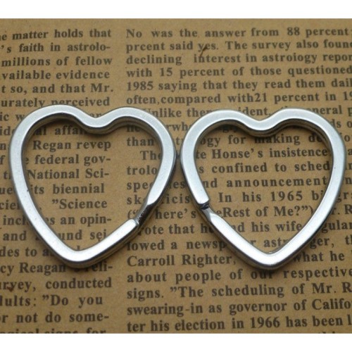 Silver Heart Key Ring Findings - Heart Key Chain Split Ring Key Ring - Bulk Lot Wholesale Keychain Findings Supply