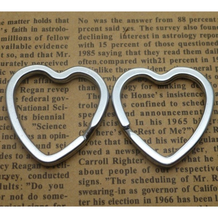 Silver Heart Key Ring Findings - Heart Key Chain Split Ring Key Ring - Bulk Lot Wholesale Keychain Findings Supply