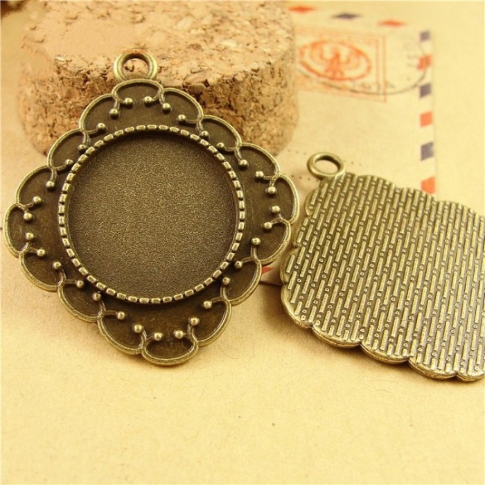 20pcs 20mm Antique Bronze Cabochon Pendant Base, round pendant setting (3020004)