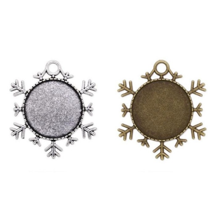 30PCS 25mm 1 inch Snowflakes Cabochon Pendant Base, pendant setting