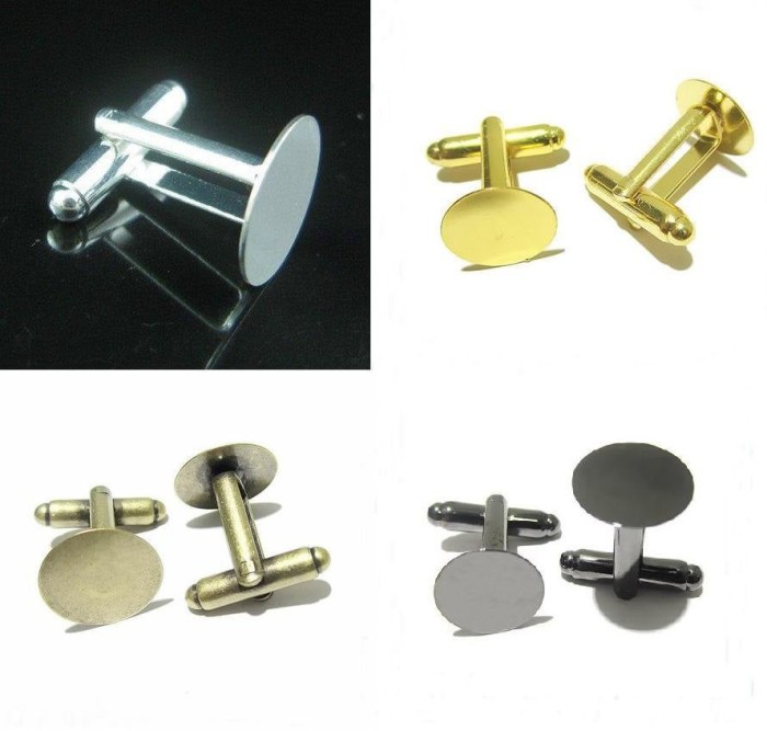 20pcs 14mm Flat pad French cufflinks blank, cufflink base, Brass Cufflinks Bezel Setting(3010379)