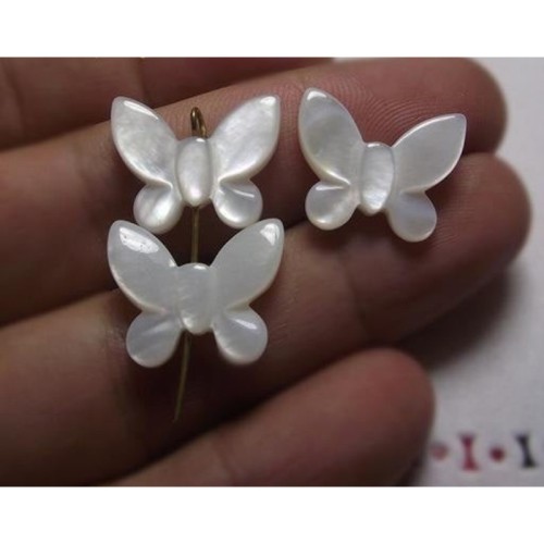 2pcs Natural mother of pearl Butterfly shell beads, Butterfly shaped shell beads, MOP charm, Natural shell charm, two sizes