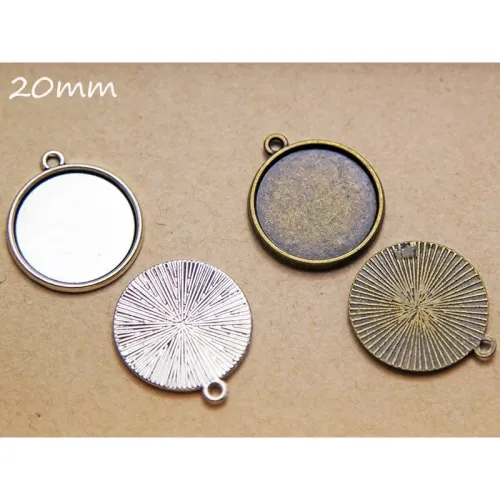 30PCS Antique Bronze Frame Blank Pendant Charm Tray Round Cabochon Setting