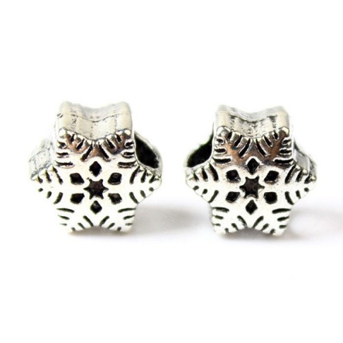 10pcs European beads, Snowflake Bead Charms, fits most European charm bracelets bead charm bracelet