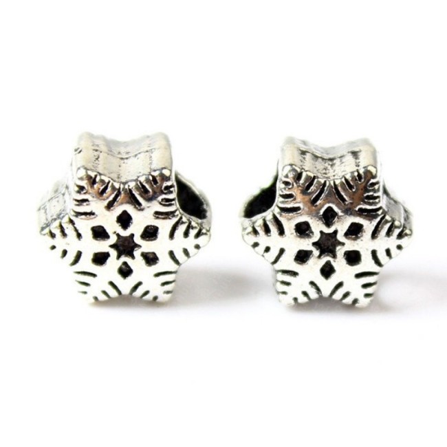 10pcs European beads, Snowflake Bead Charms, fits most European charm bracelets bead charm bracelet