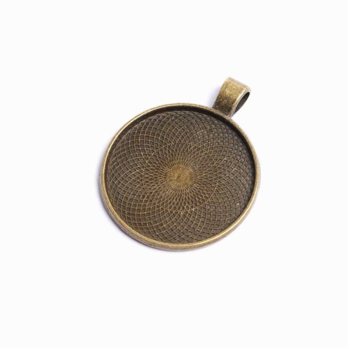 20pcs 30mm Antique Bronze Cabochon Pendant Base, round pendant setting (3020003)