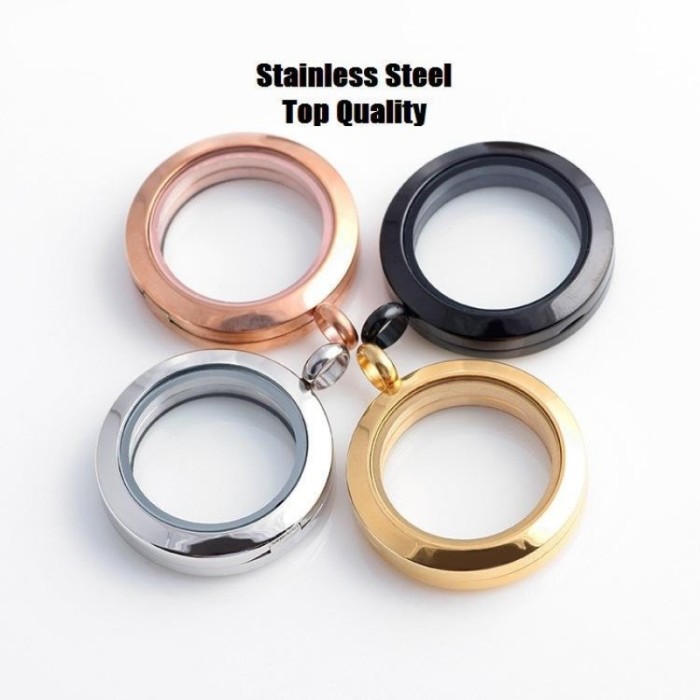 Stainless Steel 25mm Round Floating charm Locket, memory Locket, Necklace Pendant, Wholesale floating lockets FL002