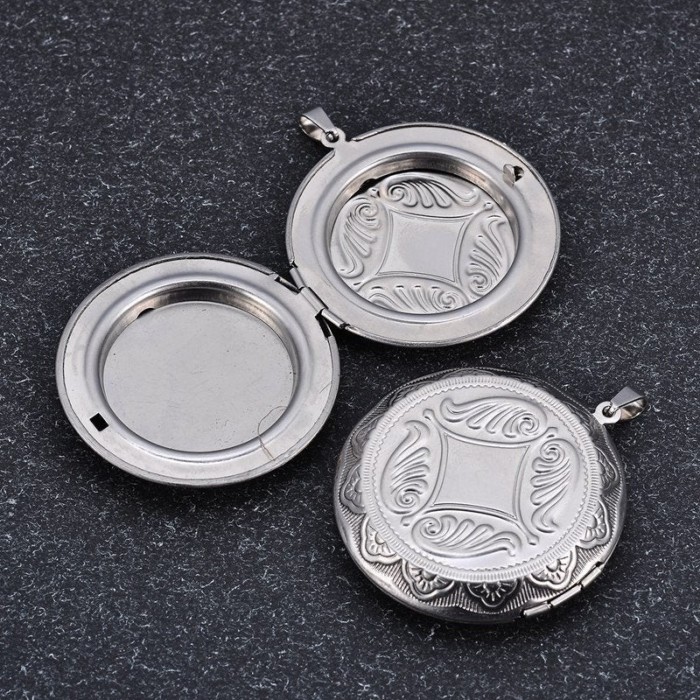 2PCS High Quality Stainless Steel Round Photo Locket 45mm outer size for 31mm settings, Photo Locket Pendant (#50100081)