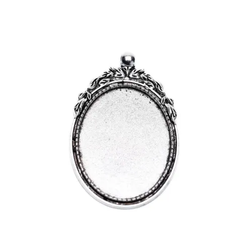 10pcs 40 x 30mm Antique Bronze Cabochon Pendant Base, Oval pendant setting