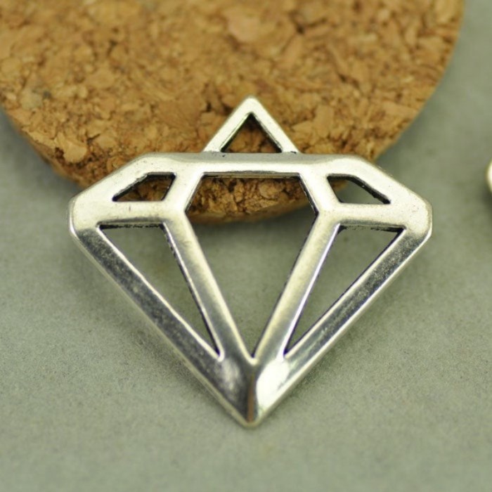 10pcs Antique Tibetan Silver Tone Diamond Shape Charms (#3010285)