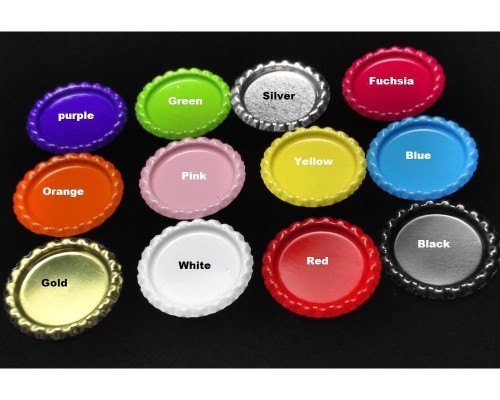 50pcs Colored Flattened Flat Silver Linerless Bottle Caps, no hole, Flattened Chrome Bottle caps Bottle Cap,