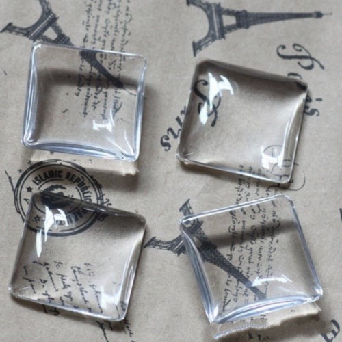 50pcs 30mm Square Crystal Clear Glass Cabochon clear glass tiles (3010376)