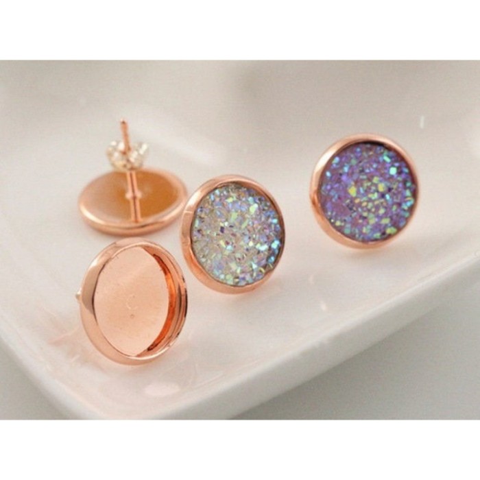 50pcs 316L Stainless Steel Rose Gold Vacuum Plated bezel Earring Blanks /earring base, earring base settings,durable color retention