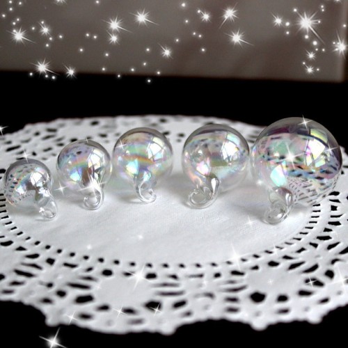 10pcs 10mm 12mm 14mm 16mm 18mm 20mm 24mm Double hole Glass Cover, Glass bubble, Hollow Glass, necklace pendant,charming