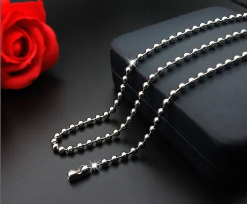 Wholesale--High quality, fine polishing process-Titanium steel ball chain, 24  chain, 2.4mm chain, Sweater chain，silver bead chain