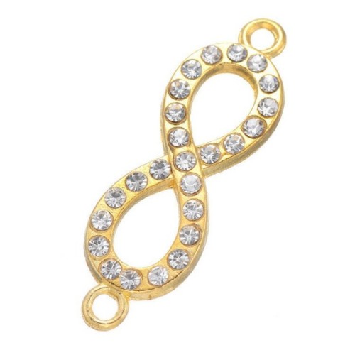 5pcs Antique Gold Love infinity symbol with rhinestone Charms Pendants Findings (#3010041)