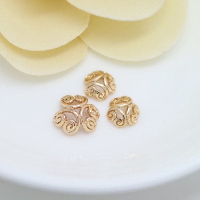 6pcs 6mm 8mm 10mm 24K 24K Gold Color Plated Brass Bead Cap Brass Caps Spacer Charms Jewelry Findings (#10001121)