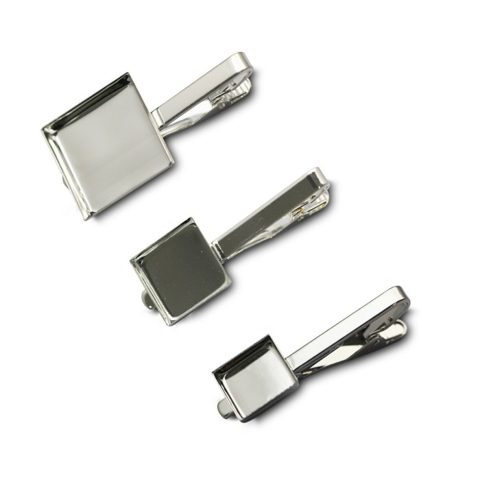 20pcs 16mm Square blank Tie Clip, Tie Clip Supply, Tie Clip Blank Settings,TieTack Blanks (3010396)
