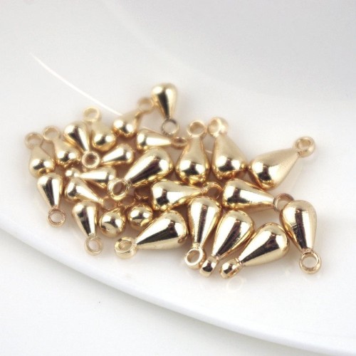 10pcs 24K Gold Color Plated Brass Teardrop Charms Pendants Dangles Drops 6mm, 8mm (#10001022)