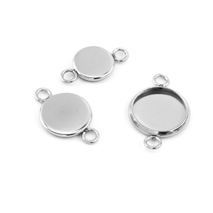 50pcs 8mm 10mm 18mm 20mm 25mm 30mm Stainless steel 18K vacuum plating Settings Base, Bezel Blank Base Setting, Round Cabochon Pendant Base