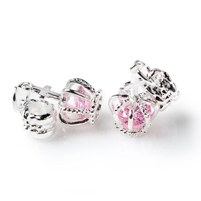 5pcs European beads, Pink Rhinestone Crown Charms, fits most European charm bracelets bead charm bracelet