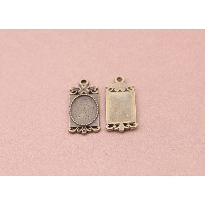 50pcs 10 x 14mm Antique Bronze Cabochon Pendant Base, Oval pendant setting (3010353)