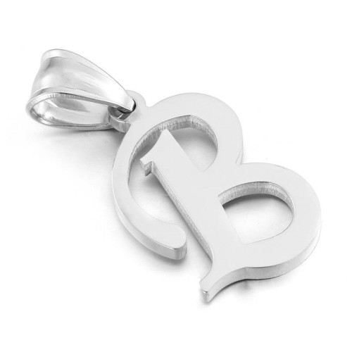 Titanium Steel Alphabet necklace,18K Platinum Color Plated Alphabet DIY Charms Pendant Jewelry Making Findings Gifts Accessories