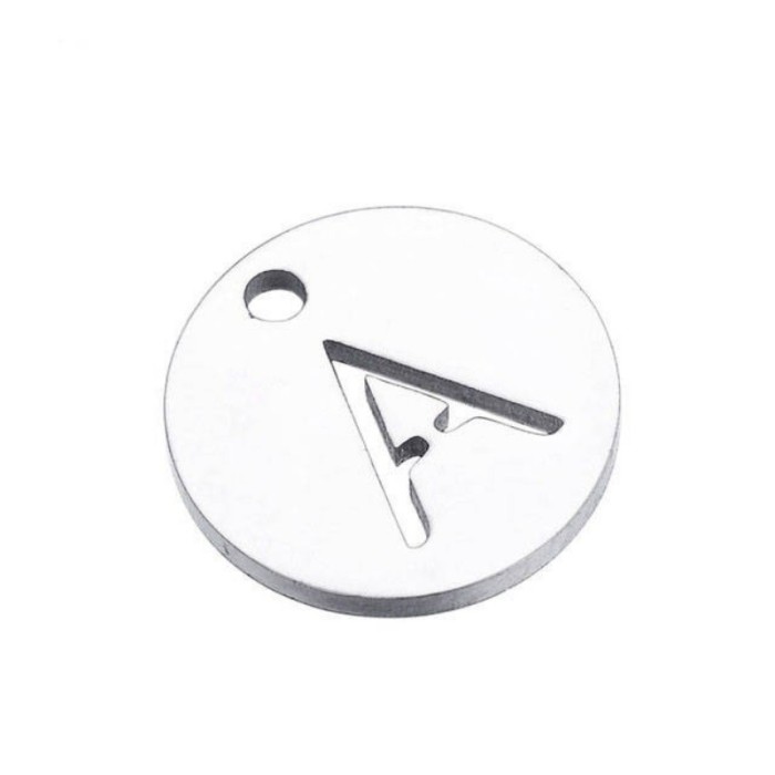 Titanium Steel Hollow Letter , Round Letters Charm, Capital Letters charm Stainless Steel Letter charm, Hollow Letter Pendant