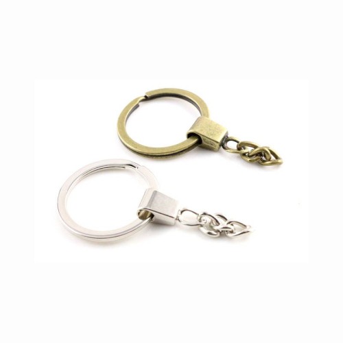 Key Ring ( Ring Size: 30mm ) Key Chain Rhodium And Bronze Plated 50mm Long Round Split Keychain Keyrings Wholesale