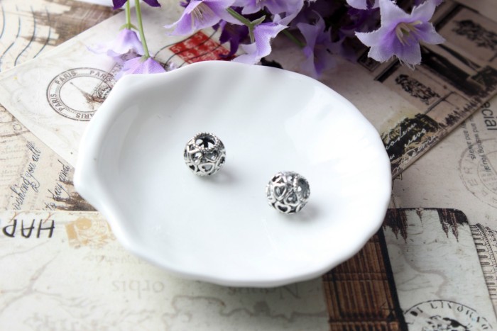 10pcs Heart Hollow European beads, Bead Charms, fits most European charm bracelets bead charm bracelet