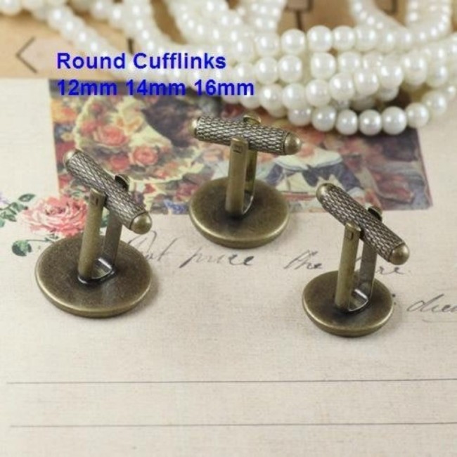 50pcs Antique Bronze French cufflinks blank, cufflink base, Brass Cufflinks Bezel Setting with Texture (3010357)