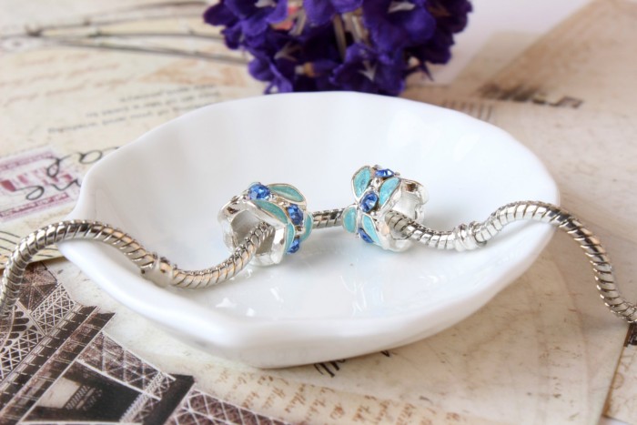10pcs Rhinestone European beads, Bead Charms, fits most European charm bracelets bead charm bracelet
